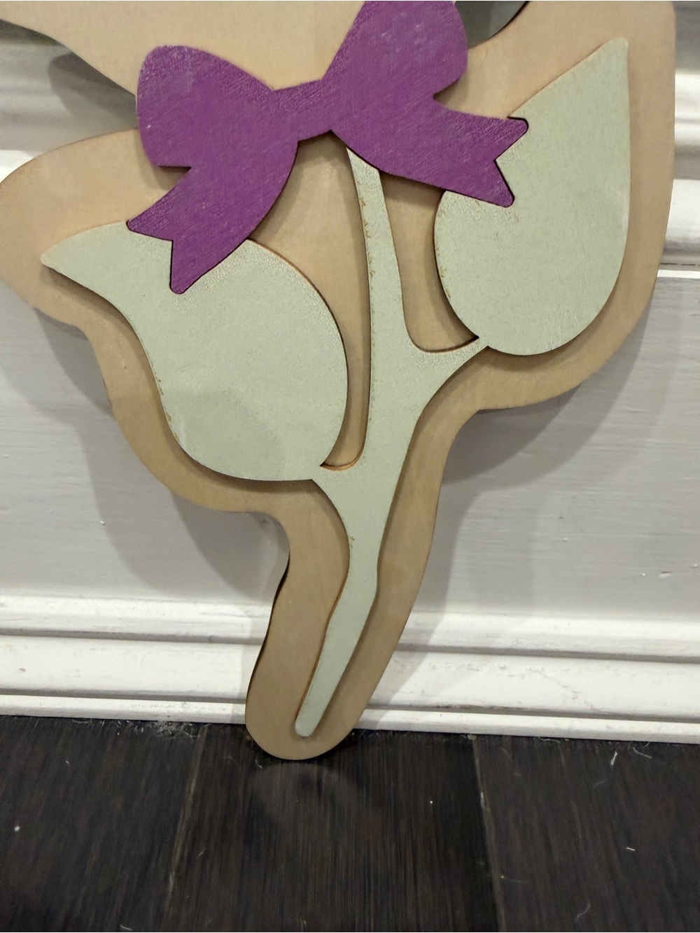 NWOT CUSTOM MADE 11” in Wood Floral Handprint Infant Toddler Gift Keepsake - Picture 3 of 5